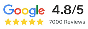 Google Rating 4.8 out of 5 based on 7000 reviews